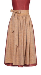 Dirndlschürze aus Leinen in Farbe ocker mit Streifenmuster – Frontansicht als Freisteller, handgefertigt in München von Zirbenfux